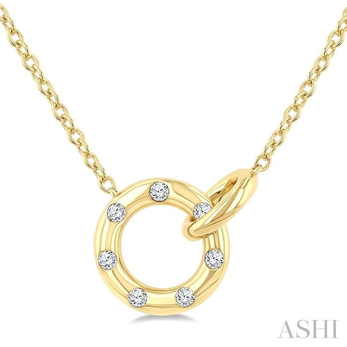 1/6ct Diamond Interlocked Circle Fashion Petite Pendant in 10K Yellow Gold