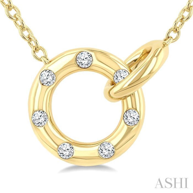 1/6ct Diamond Interlocked Circle Fashion Petite Pendant in 10K Yellow Gold