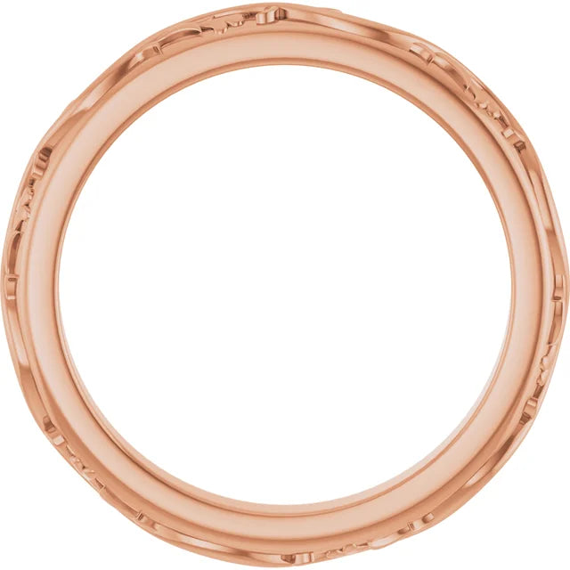 18K Rose Gold 2.8 mm Sculptural Flat Band Size 7