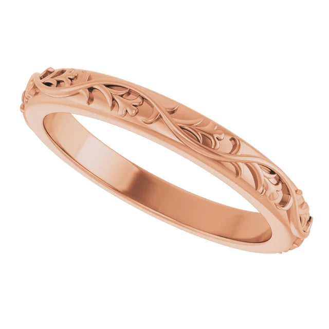 18K Rose Gold 2.8 mm Sculptural Flat Band Size 7