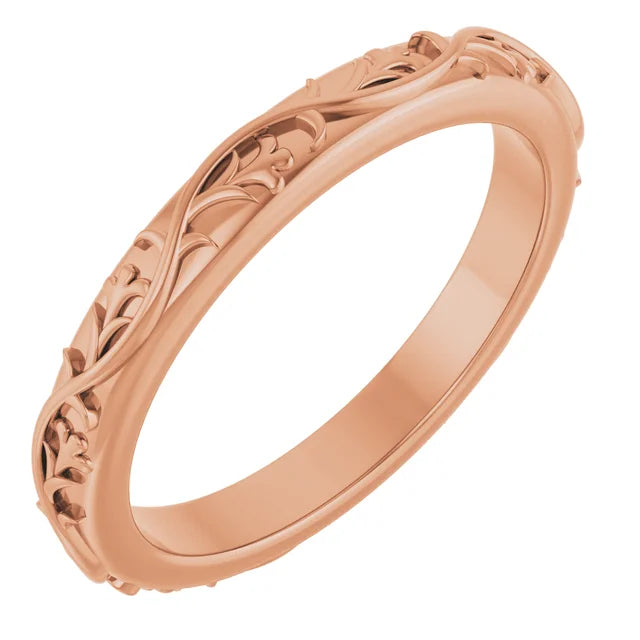 18K Rose Gold 2.8 mm Sculptural Flat Band Size 7