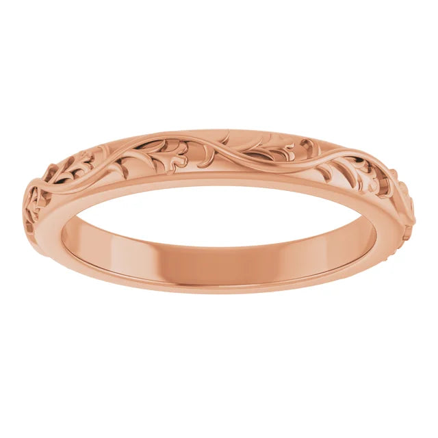 18K Rose Gold 2.8 mm Sculptural Flat Band Size 7