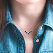 Sapphire and Baguette Cut Diamond Precious Gemstone Necklace in 14K White Gold