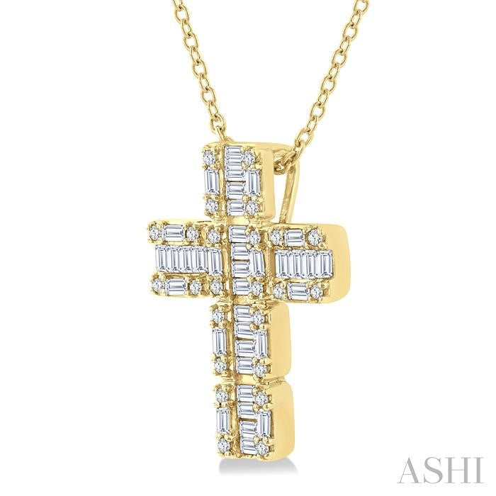 14K Yellow Gold Diamond Cross 1/2ctw