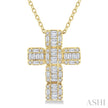 14K Yellow Gold Diamond Cross 1/2ctw