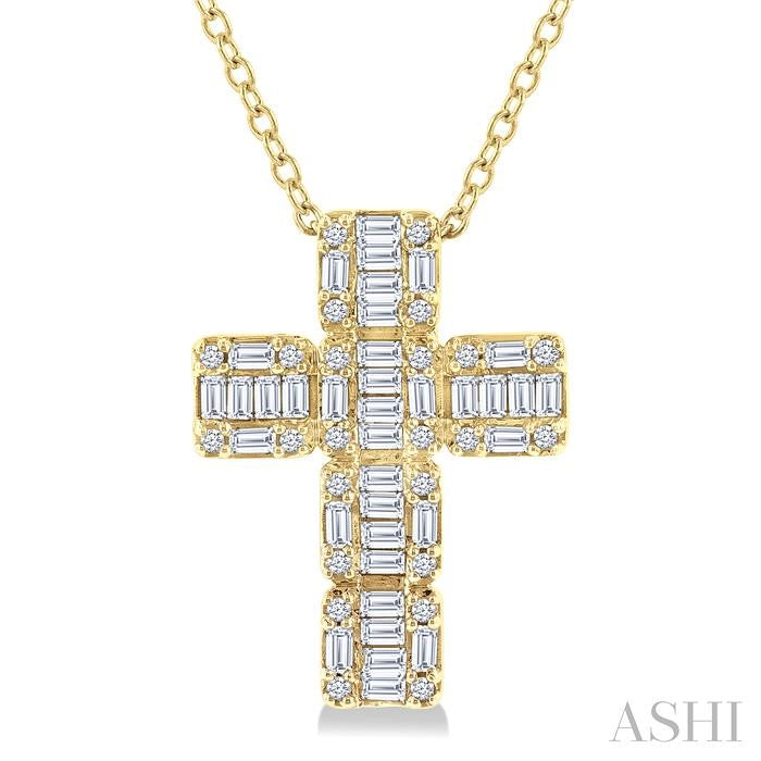 14K Yellow Gold Diamond Cross 1/2ctw