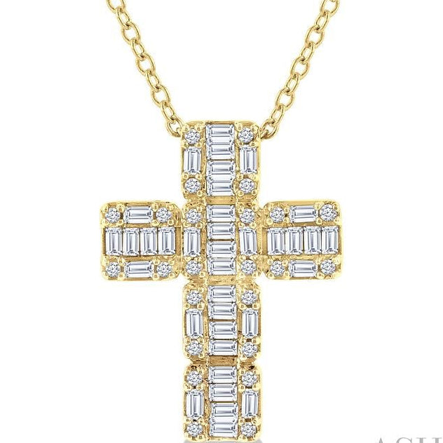 14K Yellow Gold Diamond Cross 1/2ctw