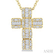 14K Yellow Gold Diamond Cross 1/2ctw