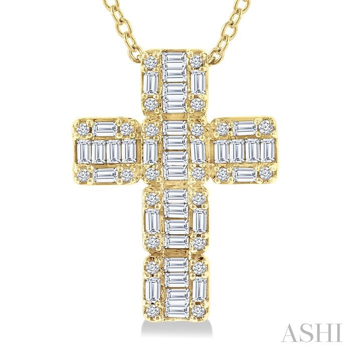 14K Yellow Gold Diamond Cross 1/2ctw