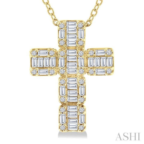 14K Yellow Gold Diamond Cross 1/2ctw