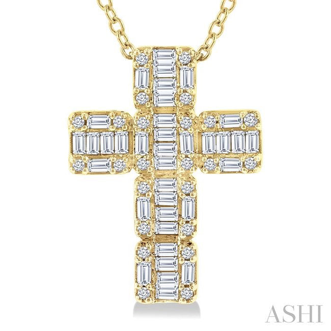 14K Yellow Gold Diamond Cross 1/2ctw