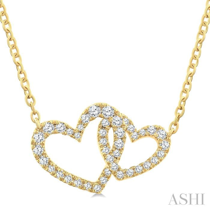 1/4ct Interlocked Heart Diamond Fashion Pendant in 10K Yellow Gold