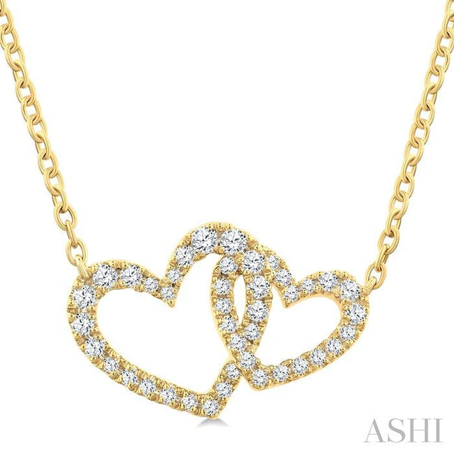 1/4ct Interlocked Heart Diamond Fashion Pendant in 10K Yellow Gold