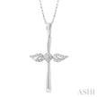 Angel Wings Cross Petite Diamond Fashion Pendant in 10K