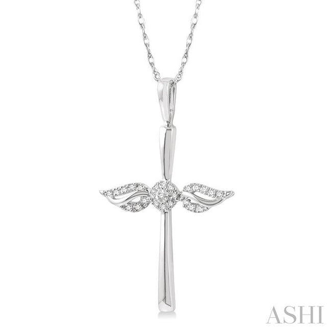 Angel Wings Cross Petite Diamond Fashion Pendant in 10K