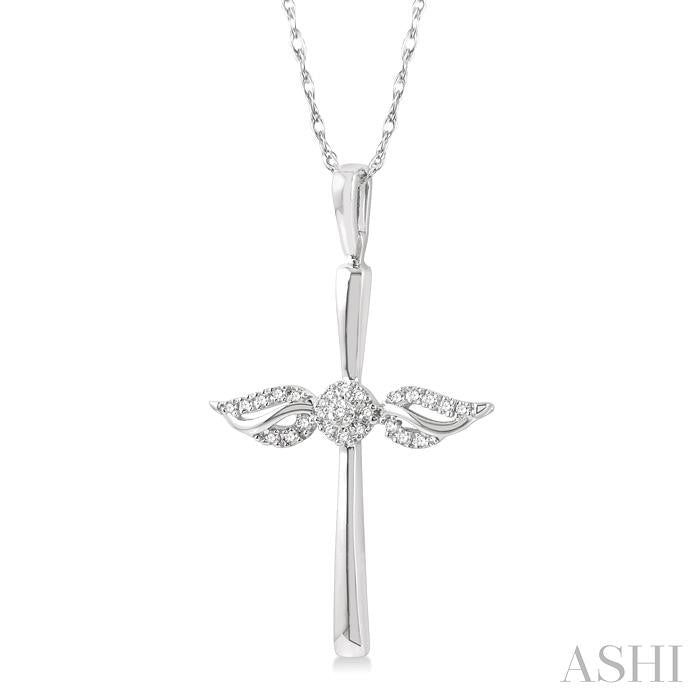 Angel Wings Cross Petite Diamond Fashion Pendant in 10K