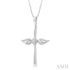 Angel Wings Cross Petite Diamond Fashion Pendant in 10K