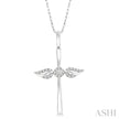 Angel Wings Cross Petite Diamond Fashion Pendant in 10K