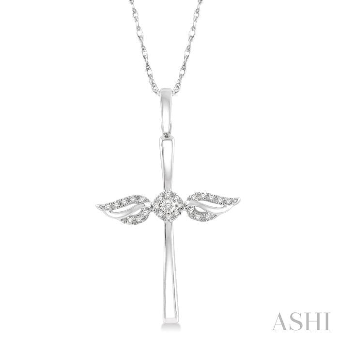 Angel Wings Cross Petite Diamond Fashion Pendant in 10K