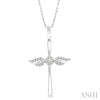 Angel Wings Cross Petite Diamond Fashion Pendant in 10K