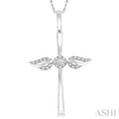 Angel Wings Cross Petite Diamond Fashion Pendant in 10K