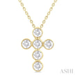 NEW Diamond 6-Stone Bezel Set Cross Pendant