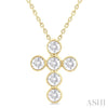 NEW Diamond 6-Stone Bezel Set Cross Pendant