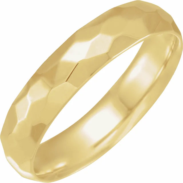 14K Gold 5 mm Geometric Faceted Comfort-Fit Flat Band Size 10