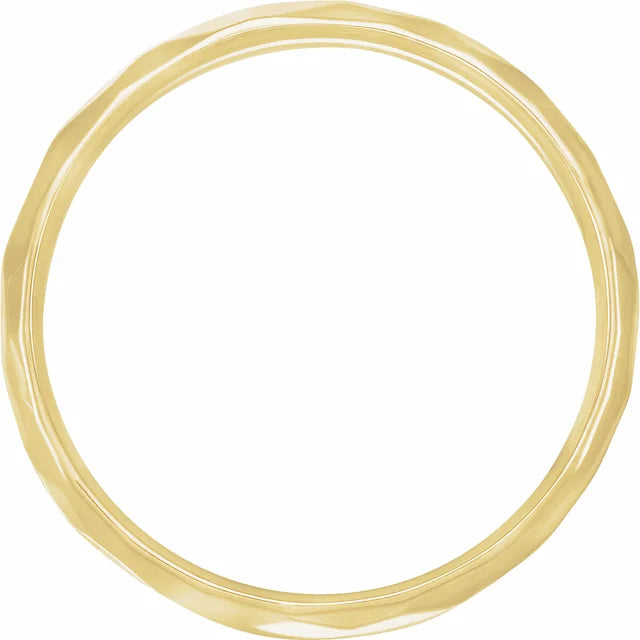 14K Gold 5 mm Geometric Faceted Comfort-Fit Flat Band Size 10