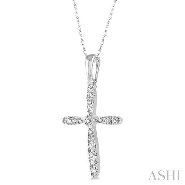 Petite and Delicate Diamond Fashion Cross Pendant in 10K