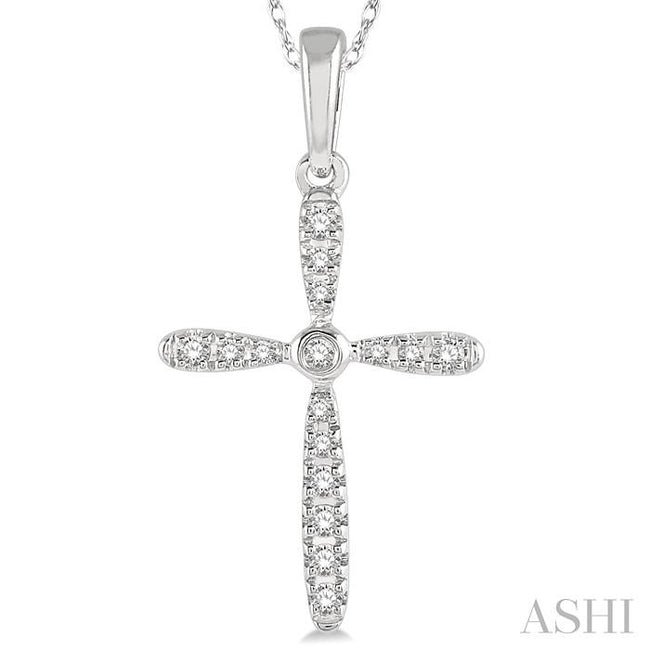 Petite and Delicate Diamond Fashion Cross Pendant in 10K