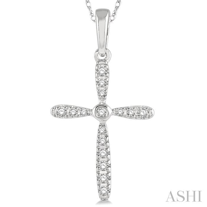 Petite and Delicate Diamond Fashion Cross Pendant in 10K