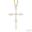 .75ctw Marquise Shape 6 Stone Cross Diamond Pendant