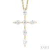 .75ctw Marquise Shape 6 Stone Cross Diamond Pendant