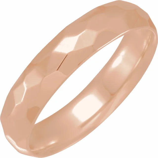 14K Gold 5 mm Geometric Faceted Comfort-Fit Flat Band Size 10