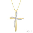 Radiant 1/10ct Diamond Cross Motif Fashion Pendant in 10K Yellow Gold