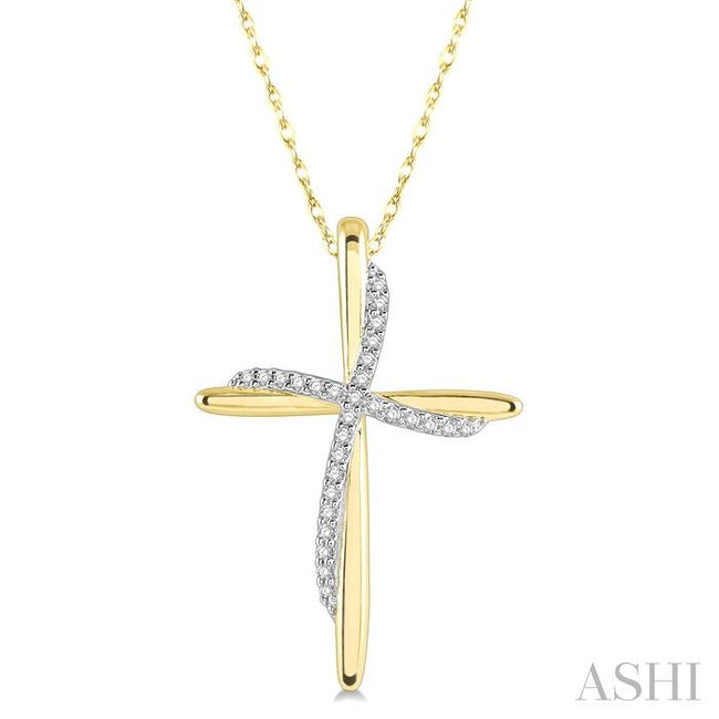 Radiant 1/10ct Diamond Cross Motif Fashion Pendant in 10K Yellow Gold