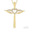 Soft Heavenly Heart Cross with Diamond Accents in 10K Gold