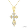 Vintage Inspired Ornate Diamond Cross Pendant in 10K Gold