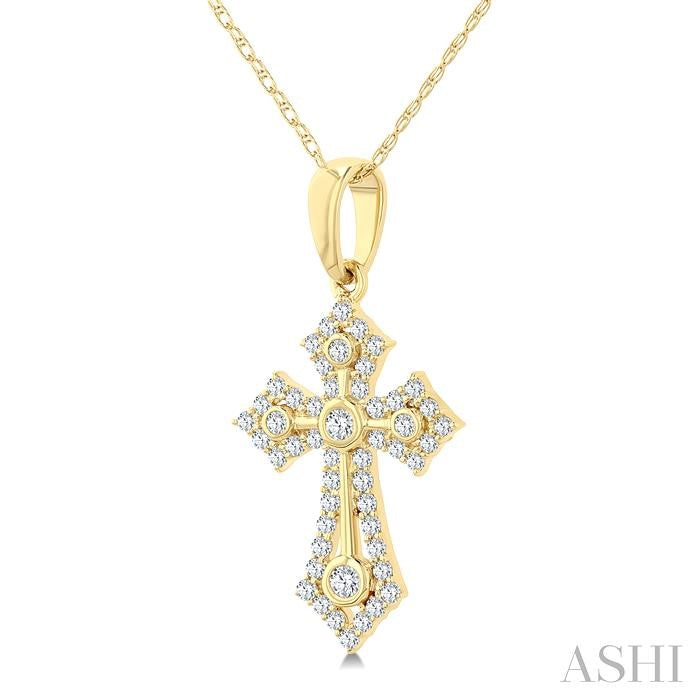 Vintage Inspired Ornate Diamond Cross Pendant in 10K Gold
