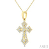 Vintage Inspired Ornate Diamond Cross Pendant in 10K Gold