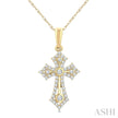 Vintage Inspired Ornate Diamond Cross Pendant in 10K Gold