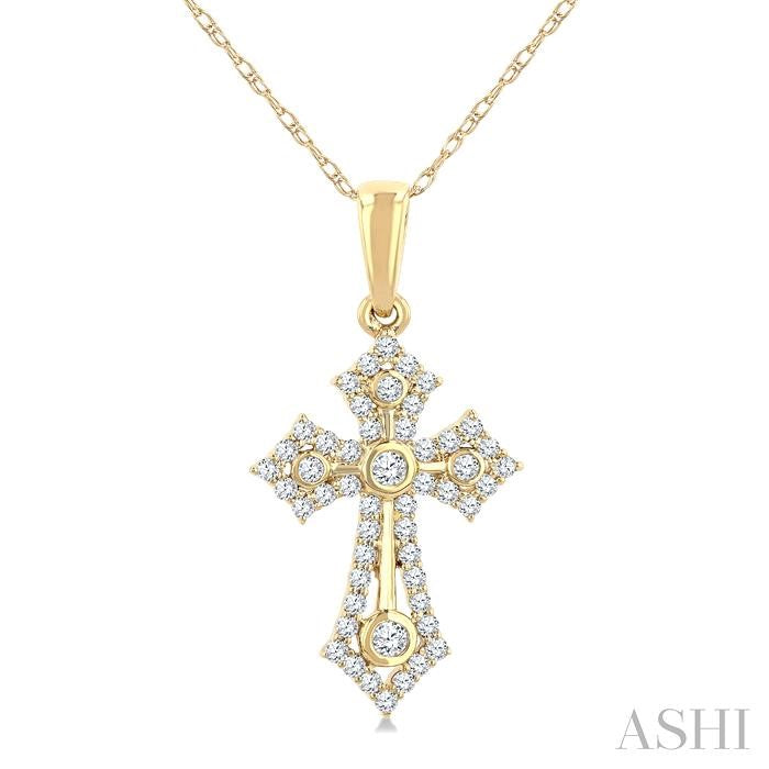 Vintage Inspired Ornate Diamond Cross Pendant in 10K Gold