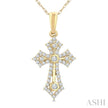 Vintage Inspired Ornate Diamond Cross Pendant in 10K Gold