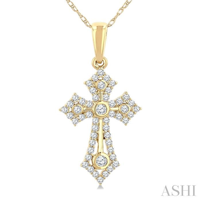 Vintage Inspired Ornate Diamond Cross Pendant in 10K Gold