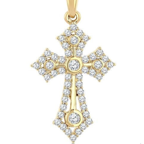 Yellow Gold Diamond Cross 1/4CTW