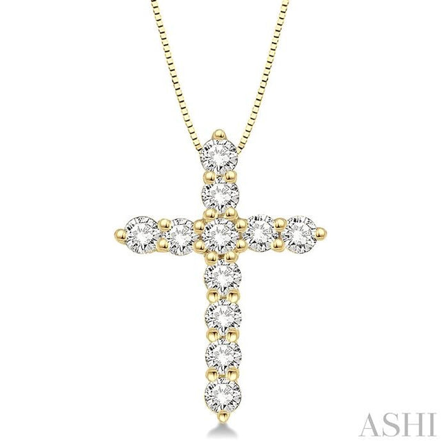 1/2 ctw Round Cut Diamond Cross Pendant
