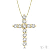 1/2 ctw Round Cut Diamond Cross Pendant