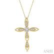 Marquise Cross Round Cut Diamond Pendant With Chain