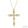 Marquise Cross Round Cut Diamond Pendant With Chain